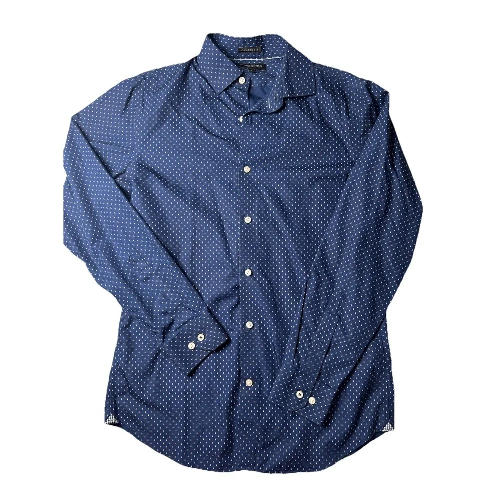 Banana Republic Men's Shirt Blue White Check Long Sleeve Camden Fit Small